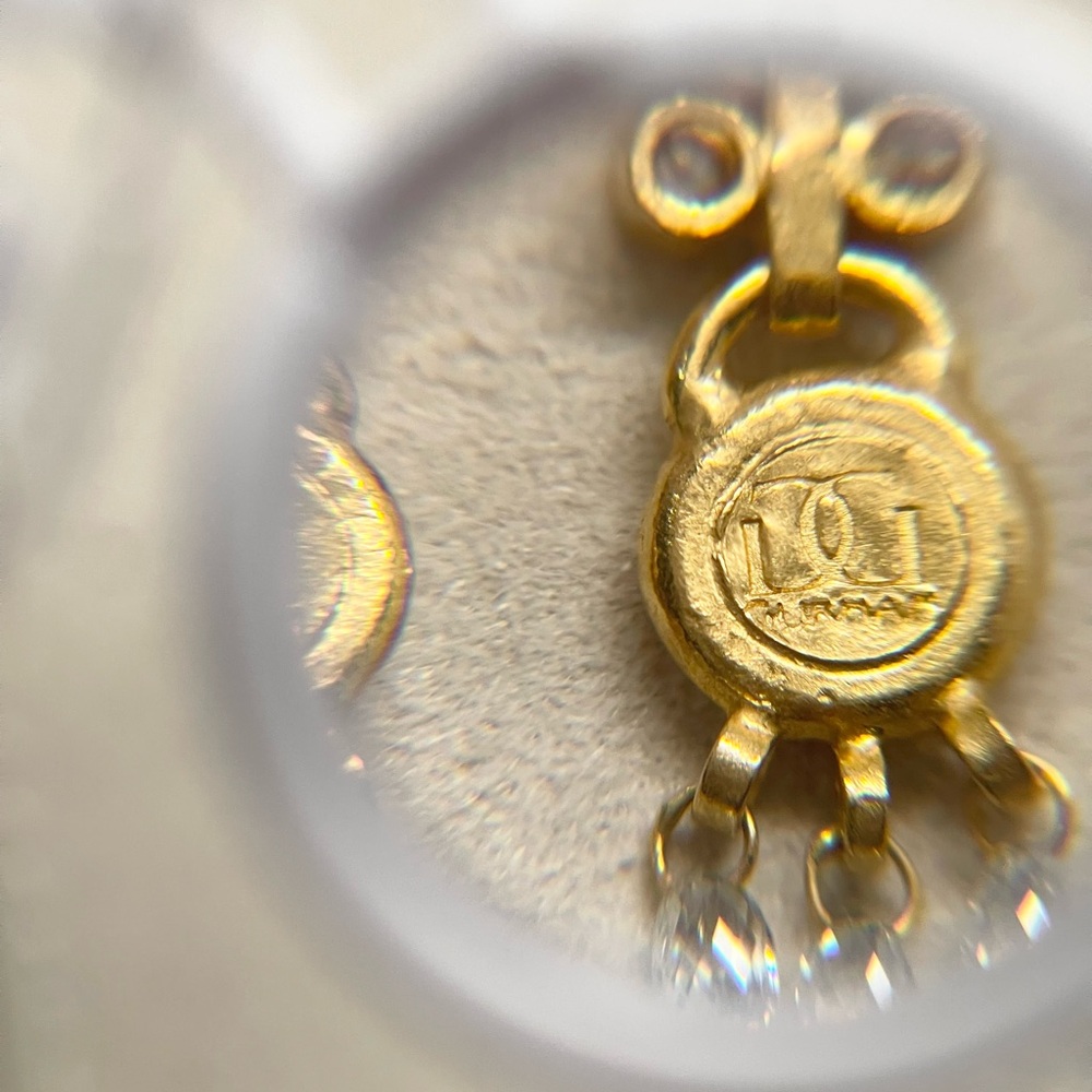 24K Yellow Gold and Diamond Earrings Designed and Hand Made by Gurhan Couture - Picture 7 of 11
